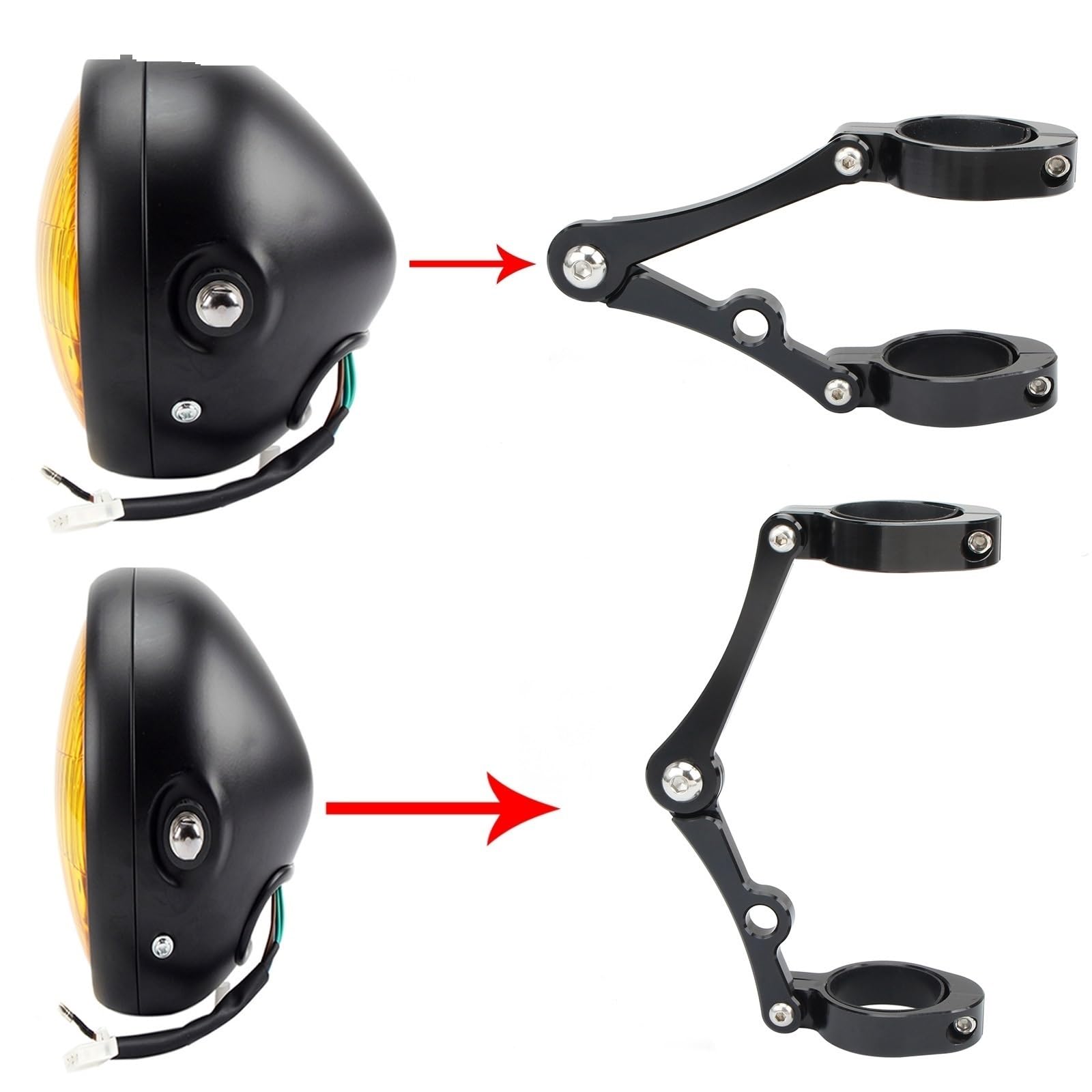 Staffe Supporto Faretti Supporto per faro da 33 mm a 58 mm, supporto per tubo forcella, supporto per luce, 54, 49, 45, 41, 37 mm, per moto, bobber, cafe racer, universale di Barra Luminosa(50-54mm)