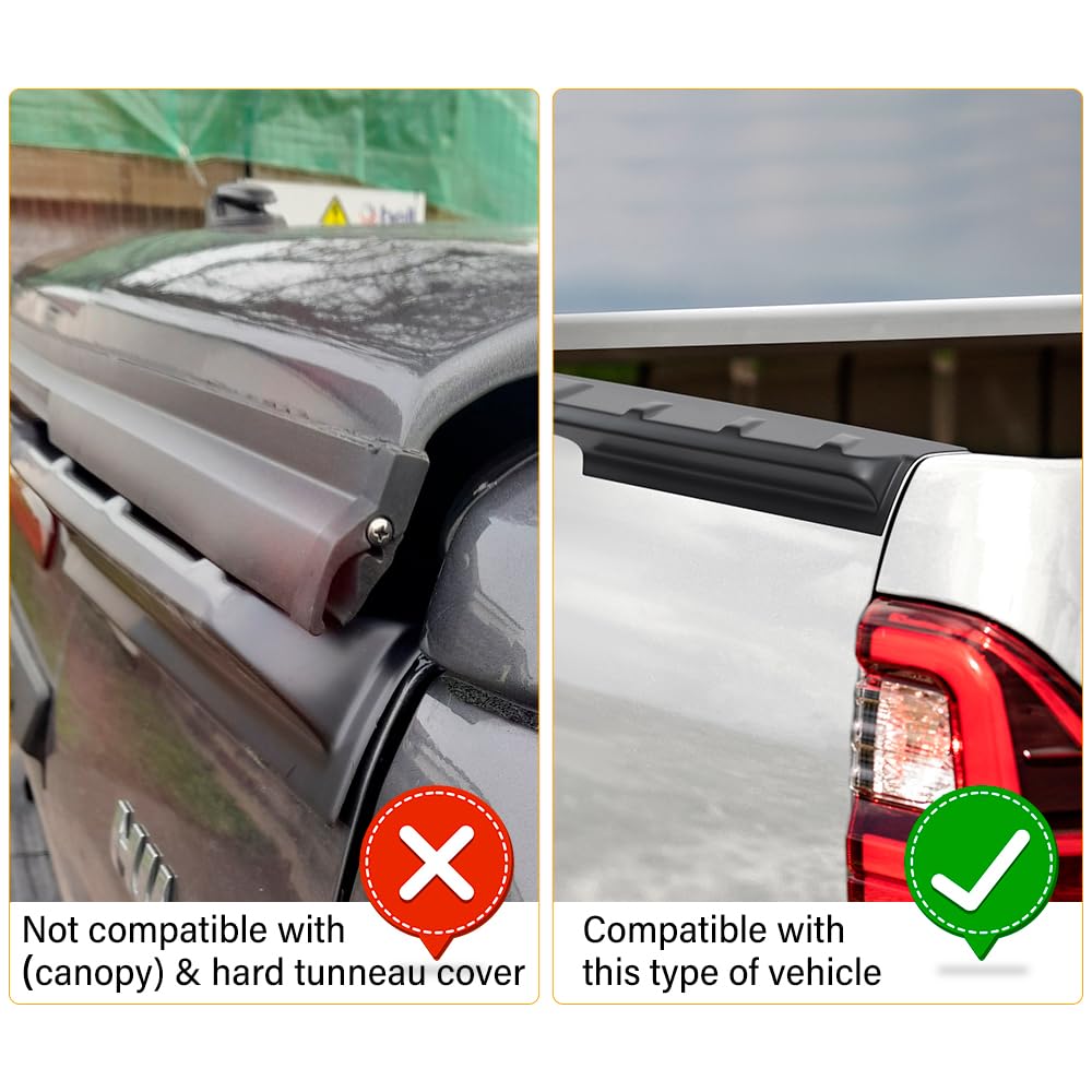 Spoiler Protector de Portón Trasero para Toyota Hilux 2021-2026 (Invincible GR Sport) Cubierta Superior de Caja Alerón Trasero ABS Premium para Pintar - Negro Mate