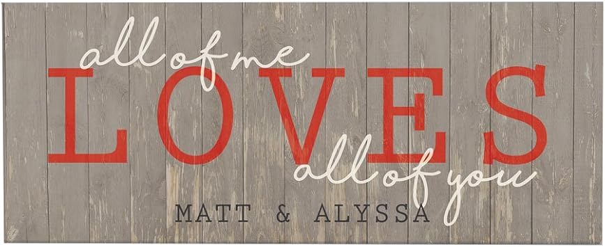 GiftsForYouNow All of Me Loves All of You Personalized Wall Canvas, Red