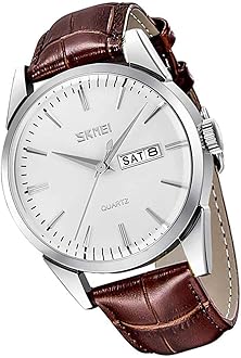 Watch for Men Business Dress Classic Fashion Casual Black Leather Quartz Analog Waterproof Calendar Date Light Simple Wrist Watches Dad Fathers Gifts