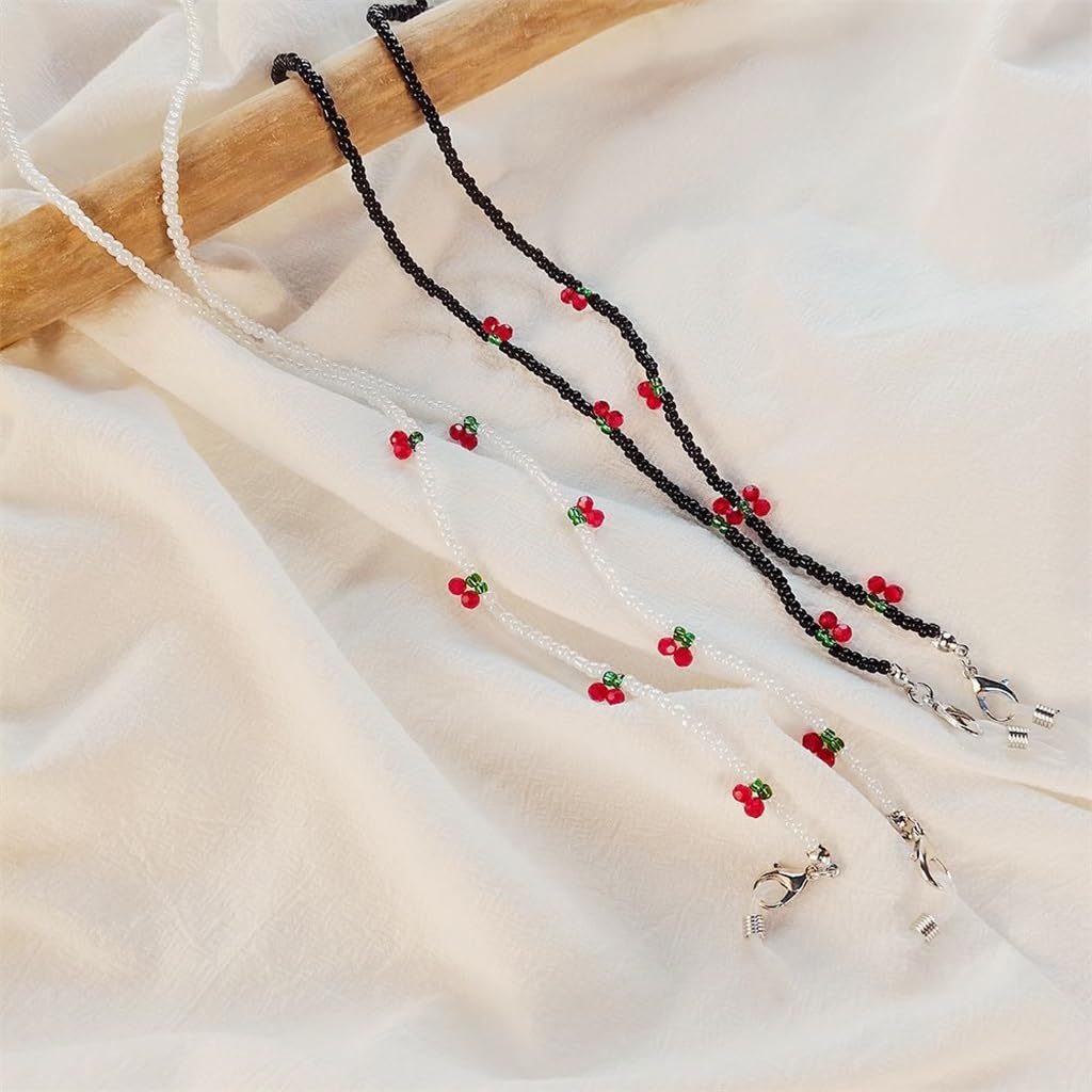 Chaîne de Lunettes à Perles rétro, Cordon pour Lunettes de Vue et de Soleil, Style Cerise