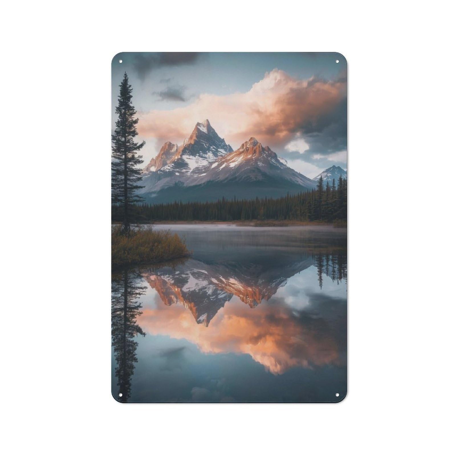 Junmoney Reflection In Rockies Rustic Metal Plaque 30X20cm For Studio Or Craft Room, Housewarming Present For People Styling Studio And Craft Room