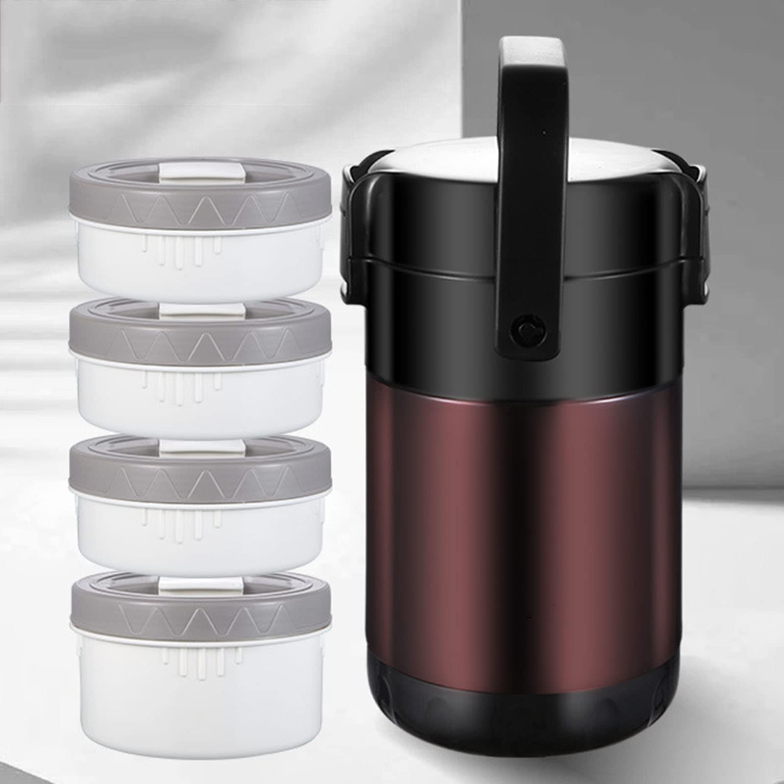 Fiambrera Aislada, Recipiente De Comida Reutilizable De Acero Inoxidable De Primera Calidad, Frasco De Comida Aislado, Fiambrera para Adultos (1,9 L / 2,3 L / 2,6 L),Rojo,2.6L