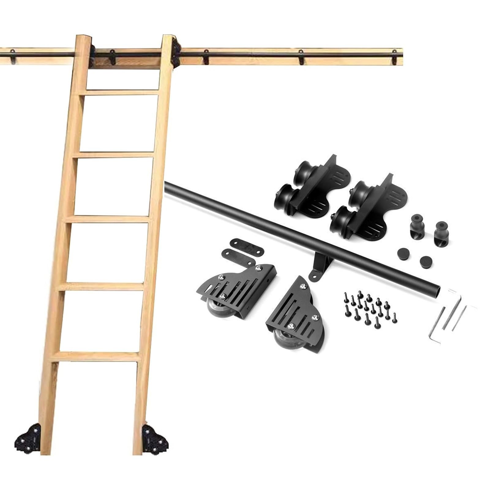 Kit de rail pour échelle roulante rétractable et porte de grange coulissante