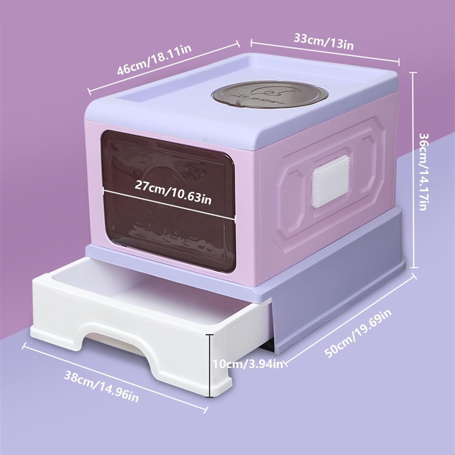 Litterbox Fully Enclosed Cat Litter Pan, Cats Litter Box with Front Entry & Top Exit Large Space Toilet Boxes, Drawer Cat Litter Box Pet Supplies Cat Litter Tray(Blue)