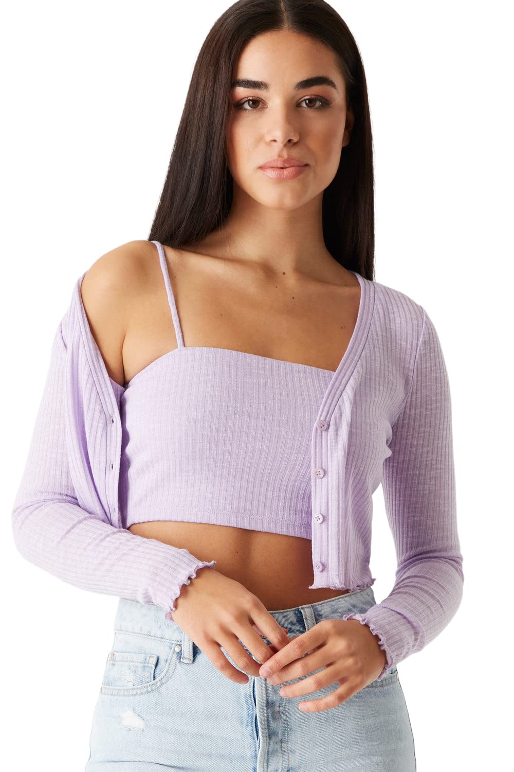 SIGHTBOMBV Neck Full Sleeve Button UP Ribbed ONLY Cardigan for Women Without Inner