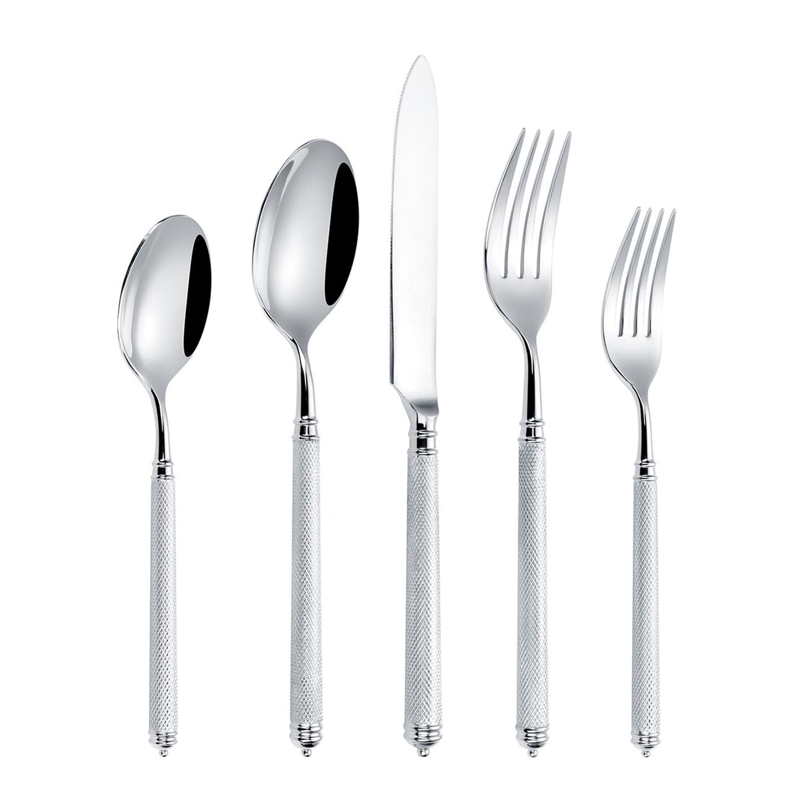 Este Juego de Cubiertos de 40 Piezas para 8 Personas es un Juego de Cubiertos de Lujo, Elegante y Fabricado en Acero Inoxidable 18/8, Ideal para el hogar, la Cocina o el Restaurante. Cuenta