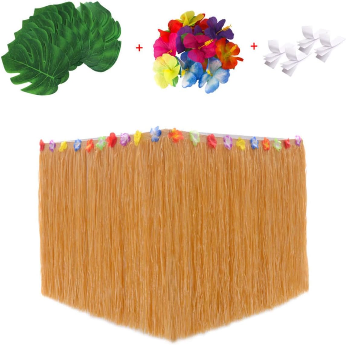 Unomor 41pcs Party Table Skirt in Hawaiian Style Skirt Monstera Simulation for Luau Decor Random Color