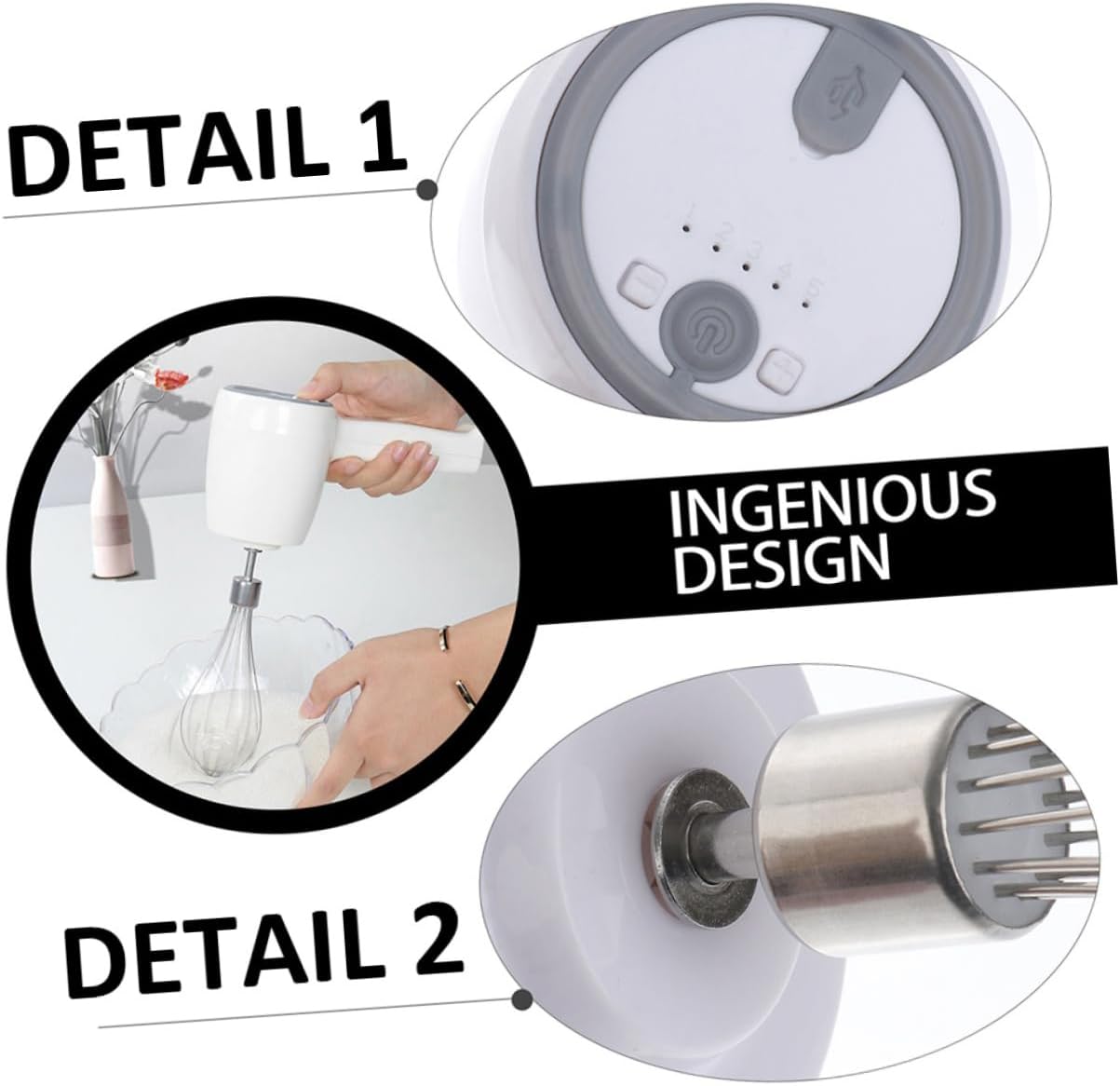 1 Set Egg Beater Handheld Egg Mixer USB Egg Small Mini Mixer Can Baking Whisk Cordless Hand Mixer Kitchen Egg Mixer Egg Tool Kitchen Tool Egg for Kitchen Abs Shell White