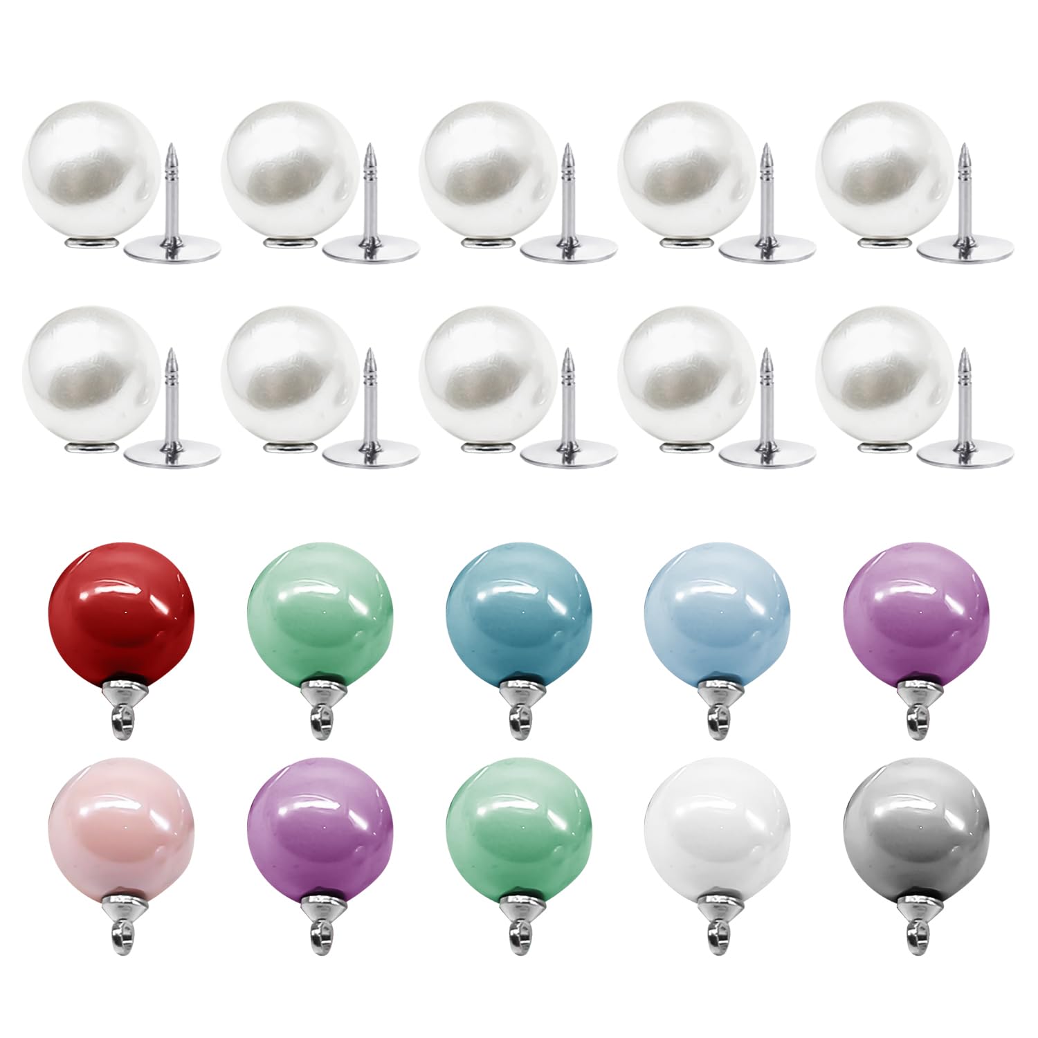 50 Bottoni A Cupola In Finta Perla 10 Mm - Colore Crema E Bianco - Per Cucito E Creazioni Fai Da Te