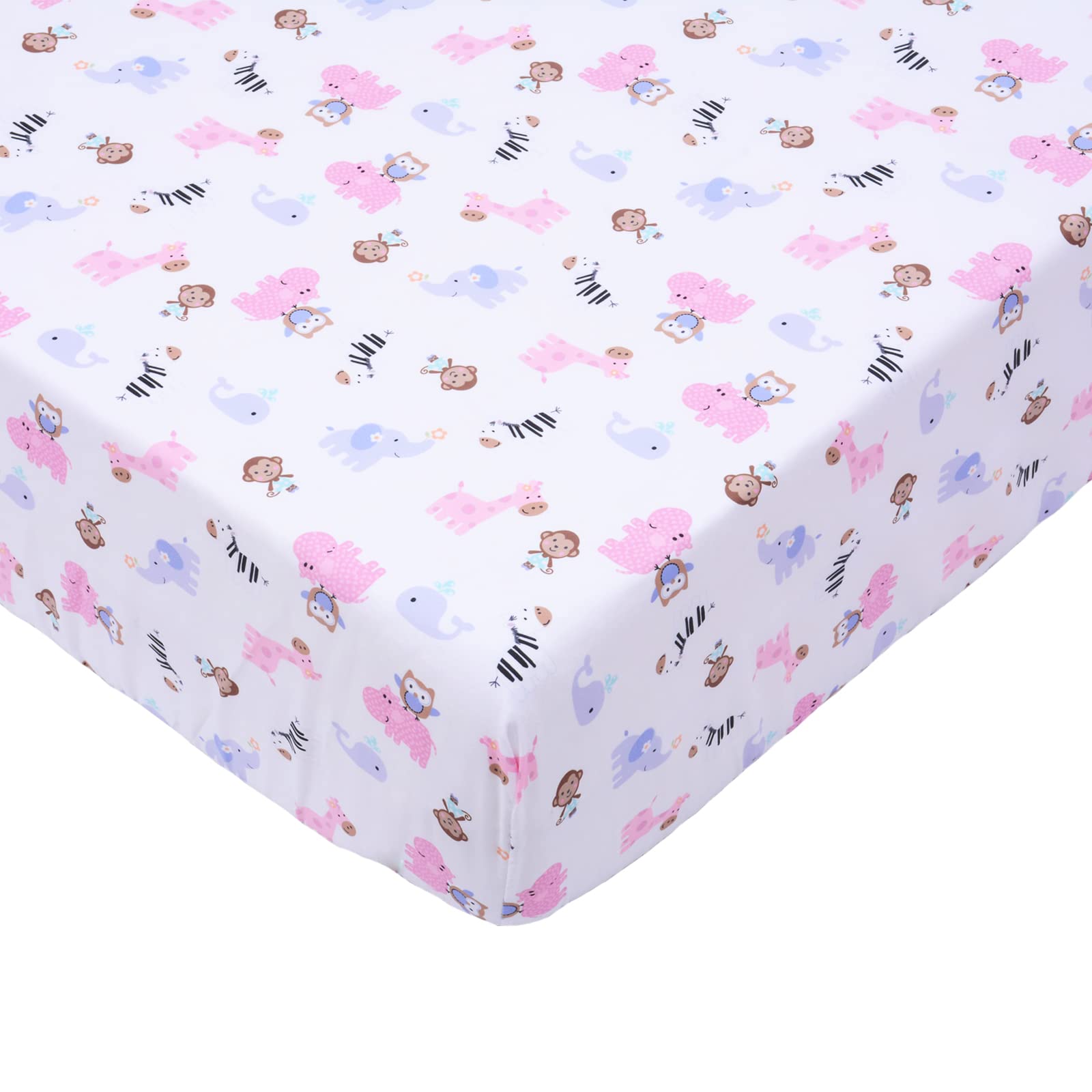 Cloele Fitted Crib Sheet - Baby 100% Polyester 1 Pack Cozy Crib Sheet for Standard Crib and Toddler Mattresses - Animal Elephant Nursery Bed Sheet Crib Mattress Toddler Sheet for Baby Girls