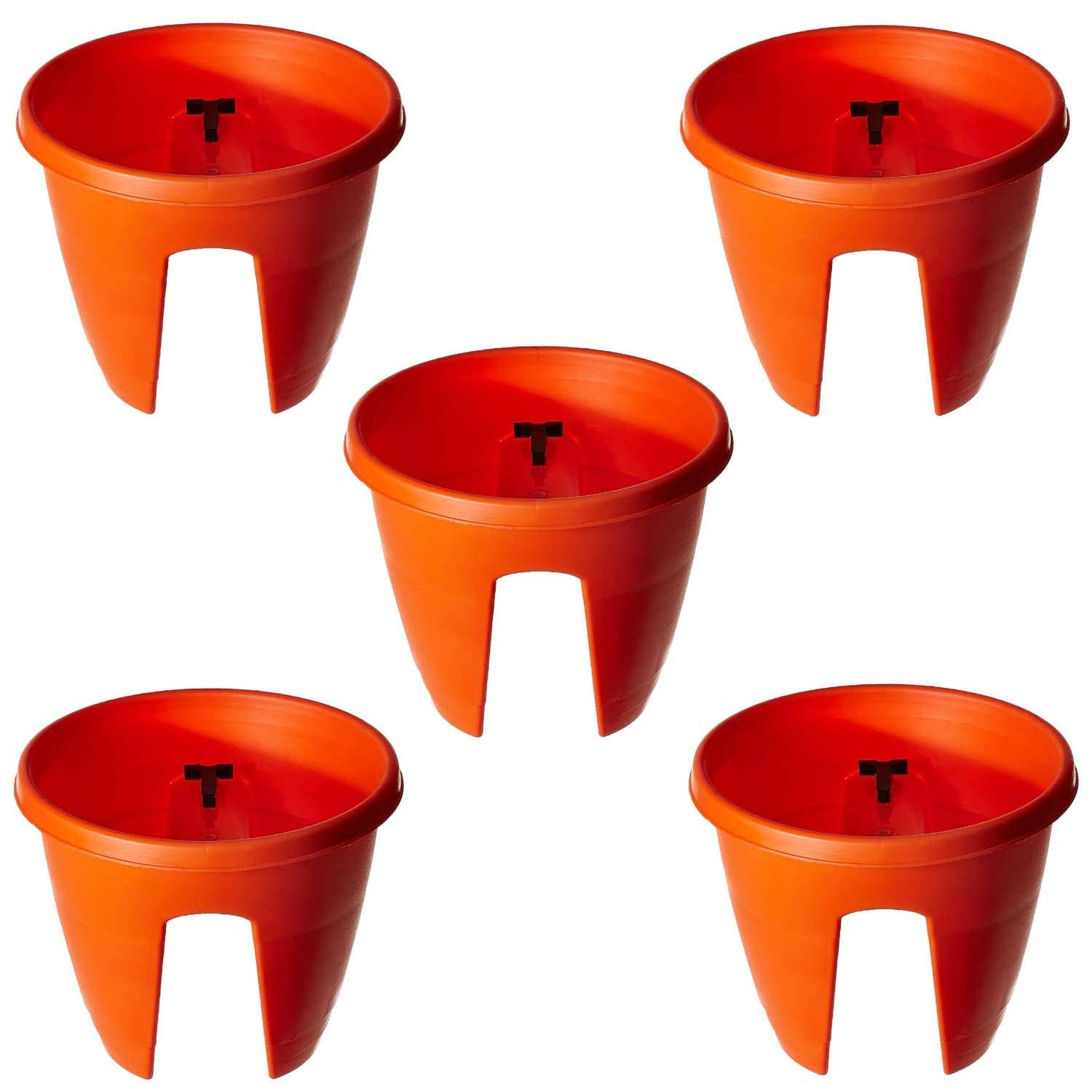 Amazon Brand - Umi Railing Flower Pots and Planter, Plant Container Set, Beautiful Virgin Plastic Flower Pots for Balcony, Fence, Garden Railing (12 Inch, Orange, Set of 5) (B09SD8RV74) Amazon Price History, Amazon Price Tracker