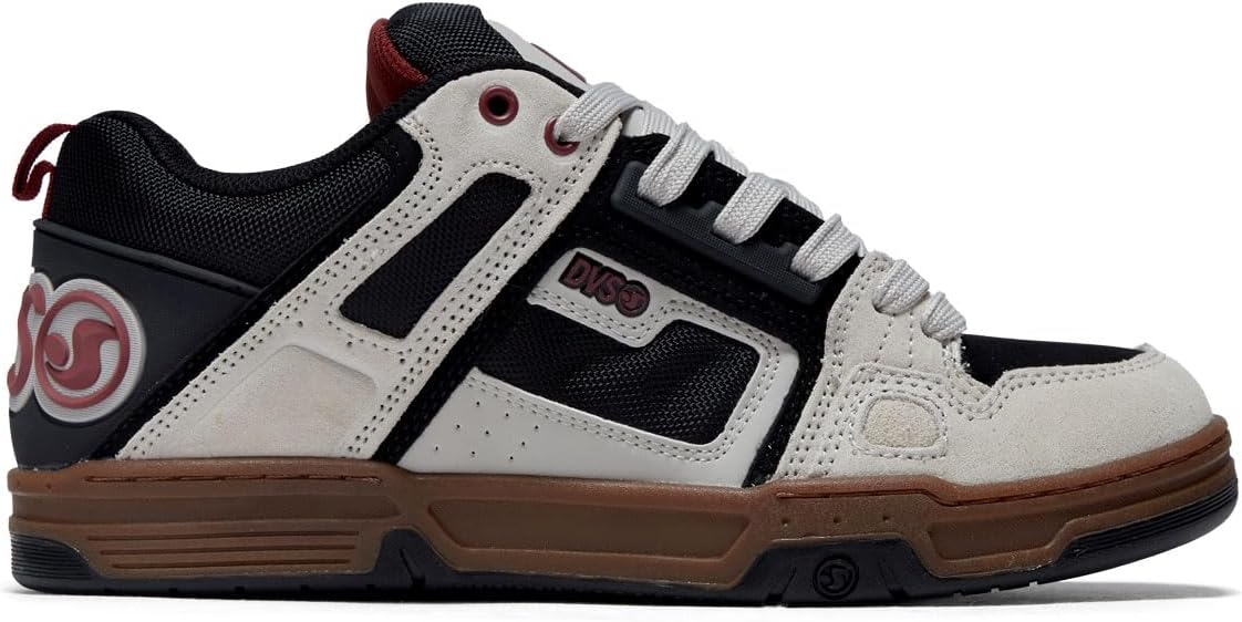 DVS Men's Skate Shoe, Silver/Grey/Black/Ruby W, 12