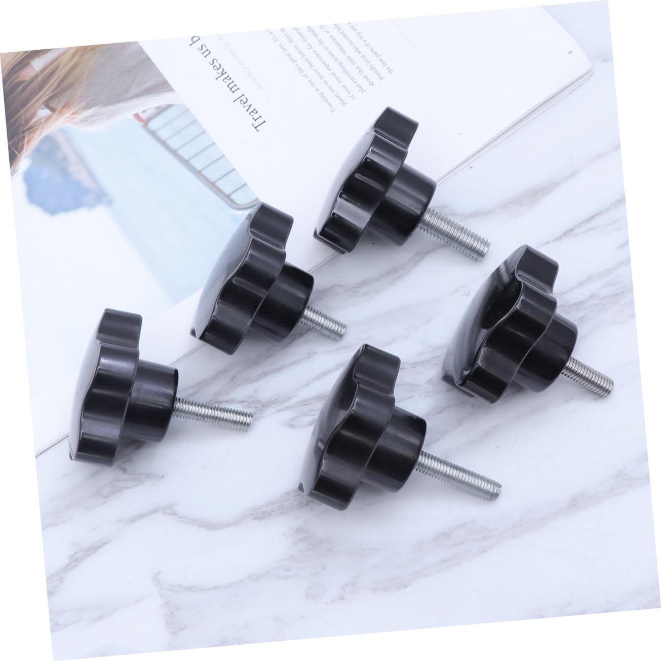 OUNONA Male Thread 5-Star Hand Knob Hand Grips Handle Portafilter Head Clamping Knob Black