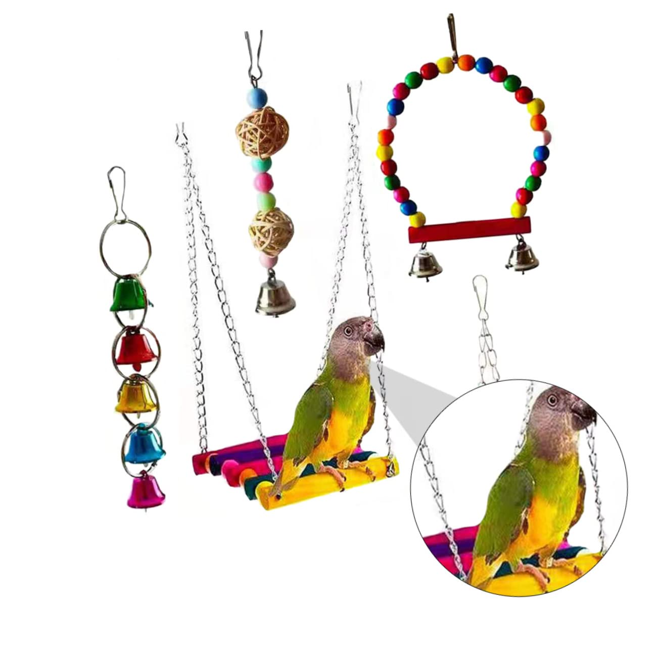 5piezas Juguetes para Masticar De Pájaros Set De Juguetes para Periquitos y Cacatúas Estimula El Desarrollo Inteligencia Aves Material Natural y Resistente