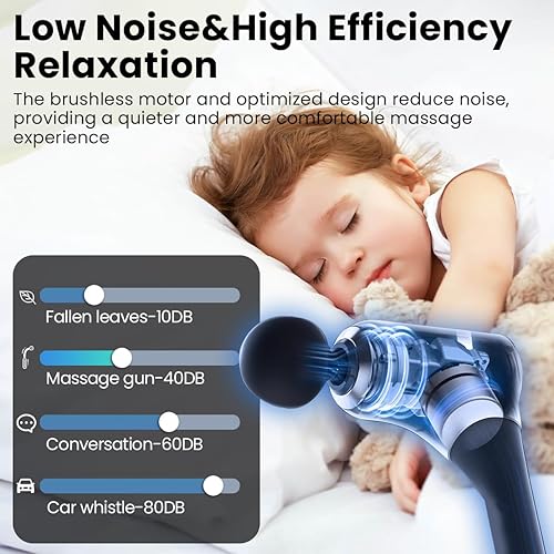 Miniatura 7 de Pistola de masaje con mango extendido masajeador de espalda de tejido profundo para aliviar el dolor con mangas de silicona, masajeador de percusión