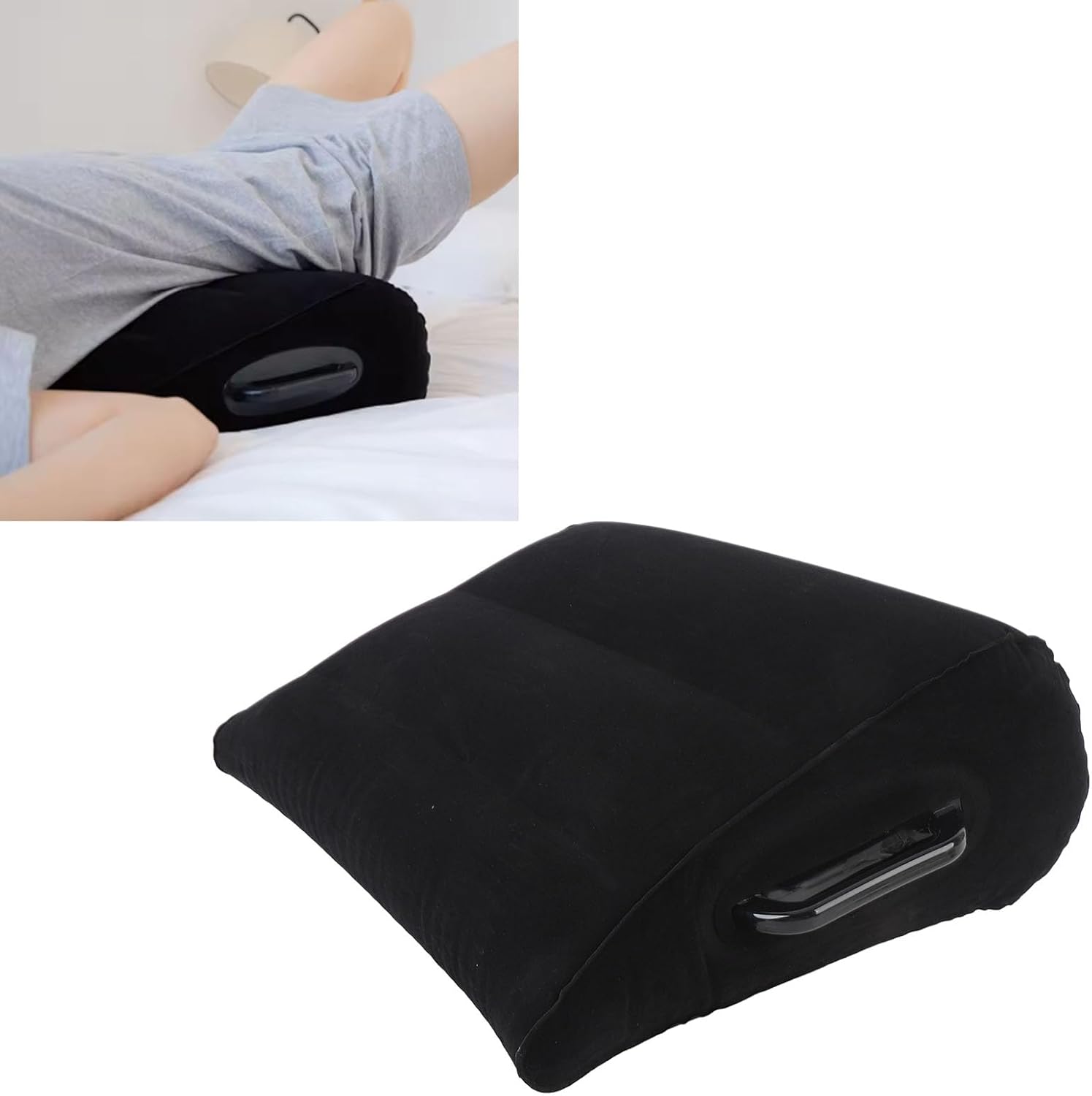 Dpofirs Inflatable Wedge Pillow for Couples, Portable PVC Flocking Support Pillow, Breathable Travel Intimate Moments Soft, Reading Lumbar Cushion for Back Pain and Pressure Relief