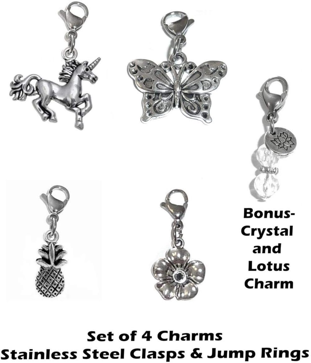 Set Of 4 Clip On Charms, Build Your Own Bracelet, Bag, Purse, Handbag, Message, Inspirational, Keychain, Zipper Pull, Jewelry - Image 2
