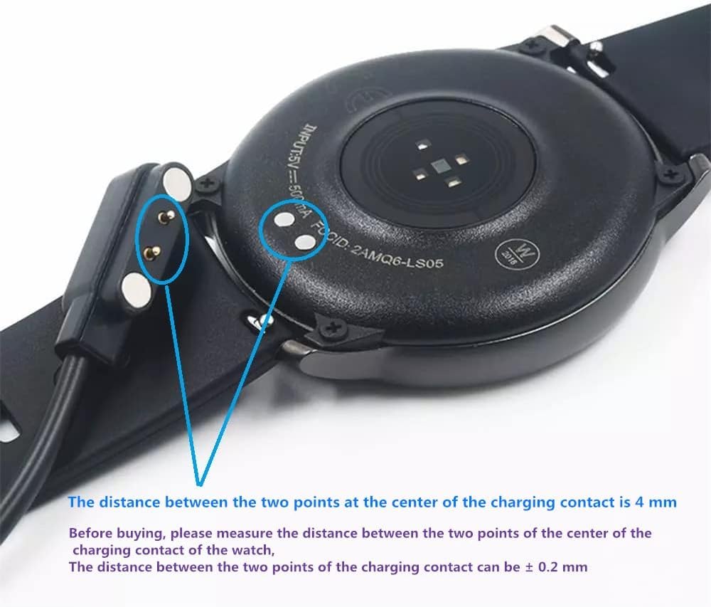 Chargeur universel magnétique de 4 mm, câble de charge magnétique à 2 broches pour montre intelligente, distance de charge compatible de 3,8 à 4,2 mm