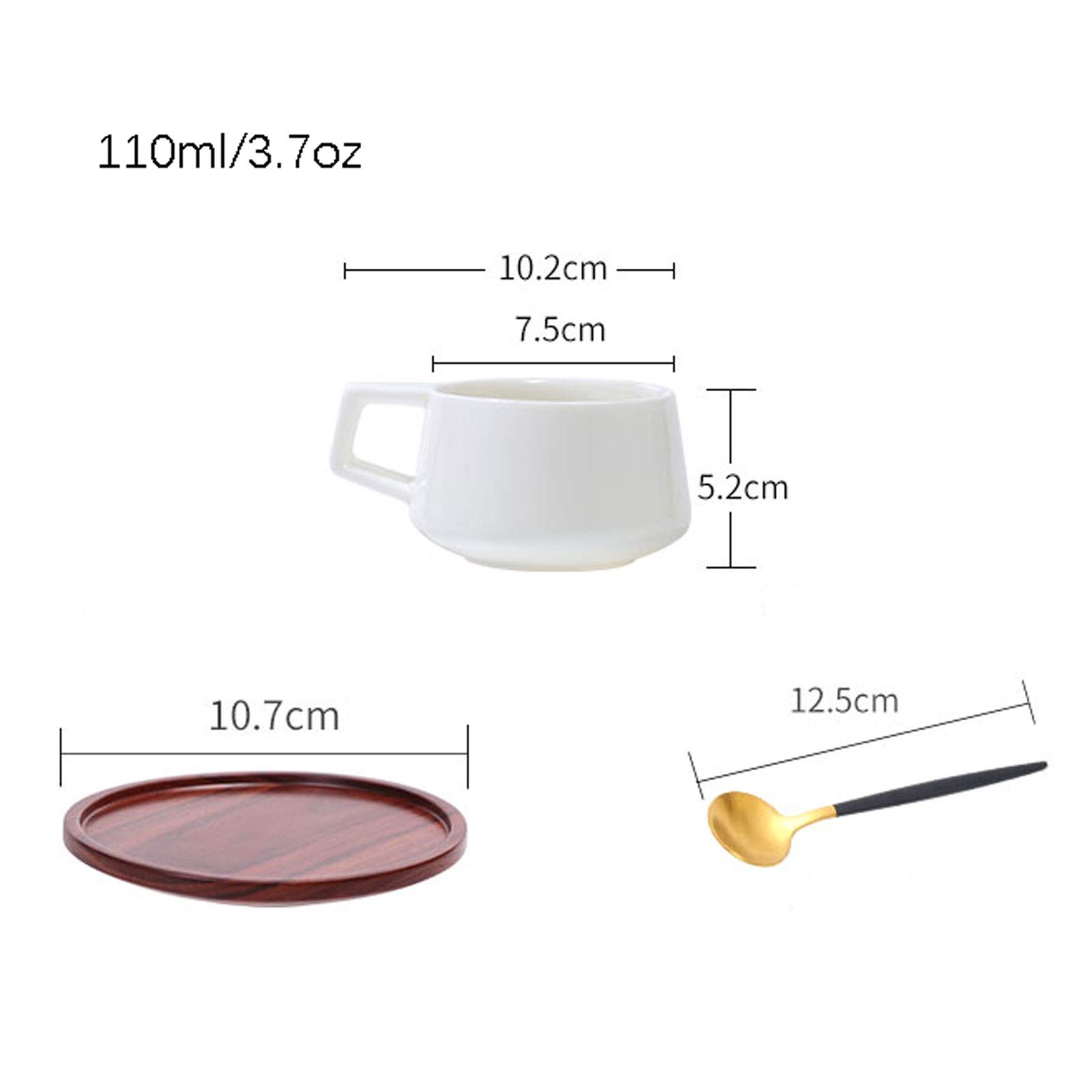 Amazon.com | zxb-shop Cup Porcelain Espresso Cups with Metal Spoon 3.7 oz / 110  ml Ceramic Coffee Cup Small Coffee Cup with Handle, White Coffee Cup with  Coaster: Espresso Cups