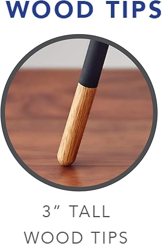 Miniatura 4 de Adesso Louise - Espejo de suelo moderno de longitud completa negro mate con patas de trípode y detalles de madera