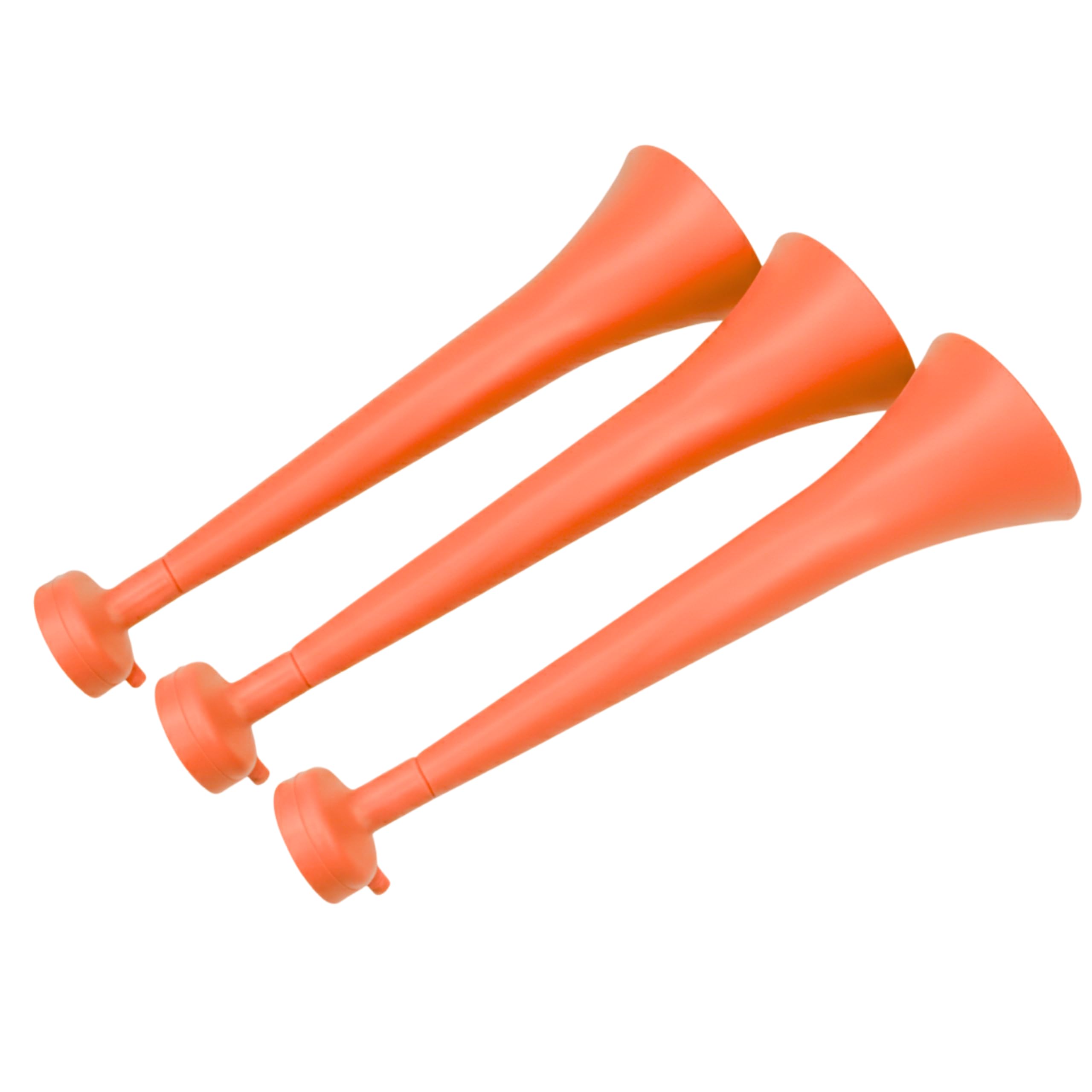 FUN FAN LINE - Pack of 3 Resistant Plastic Vuvuzelas | Cheering Trumpets for Football, Sporting Events, and Parties | Extreme Noise Horn 120 DB | Party Favors for Fans (Orange)