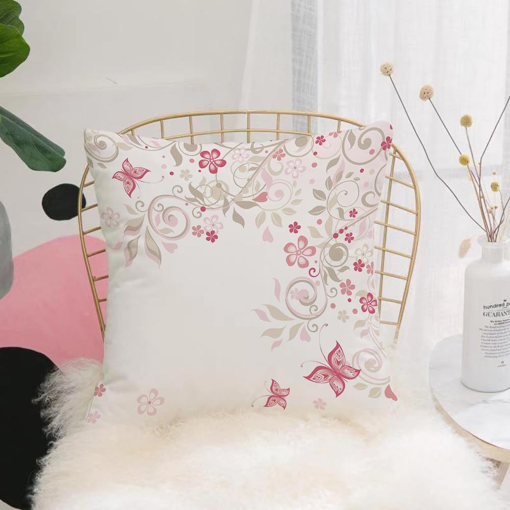 HYMSXW Cushion Cover,Throw Pillow Case Home Decorative for Living Room Bedroom Sofa Chair 20X20 Inch,Floral seamless pattern with roses. Flowers and leaves on the striped backgroun,Pillowcase 50X50cm
