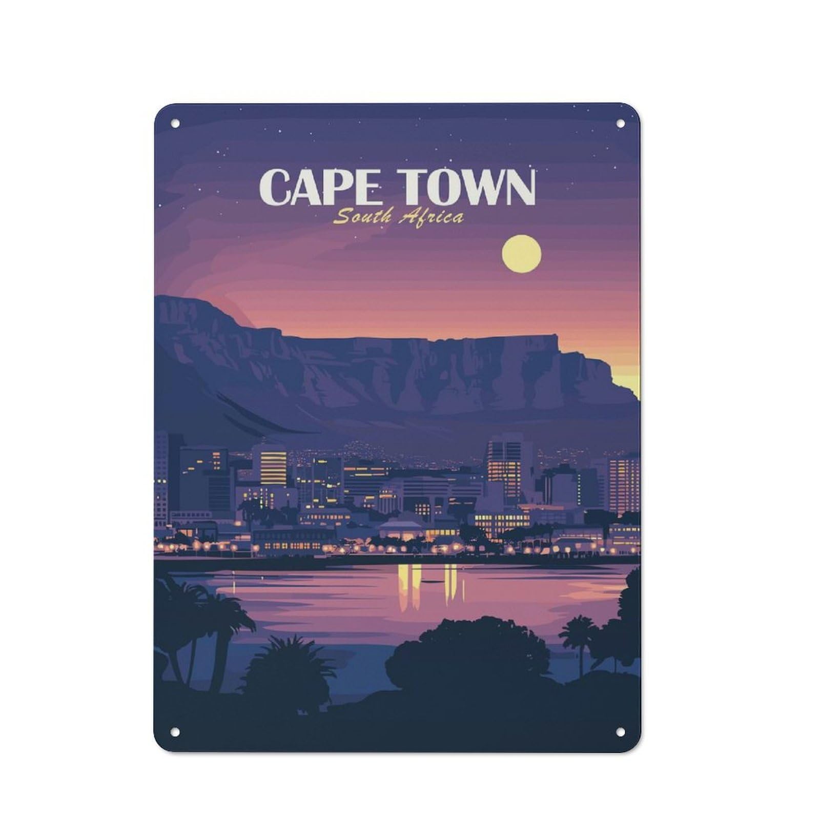 Junmoney Style-3 Vintage Garden Room Metal Sign 40X30cm Featuring Cape Town South Africa Cityscape, Utility Space Decor For Shed, Garden Room, Porch Or Garage