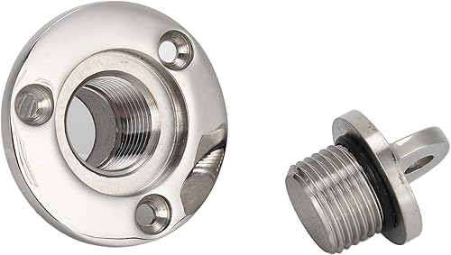 Tapón de drenaje de garboard, escurridor redondo de 0.984 in, acero inoxidable, tapón de drenaje marino, puerto de drenaje, puerto de drenaje de