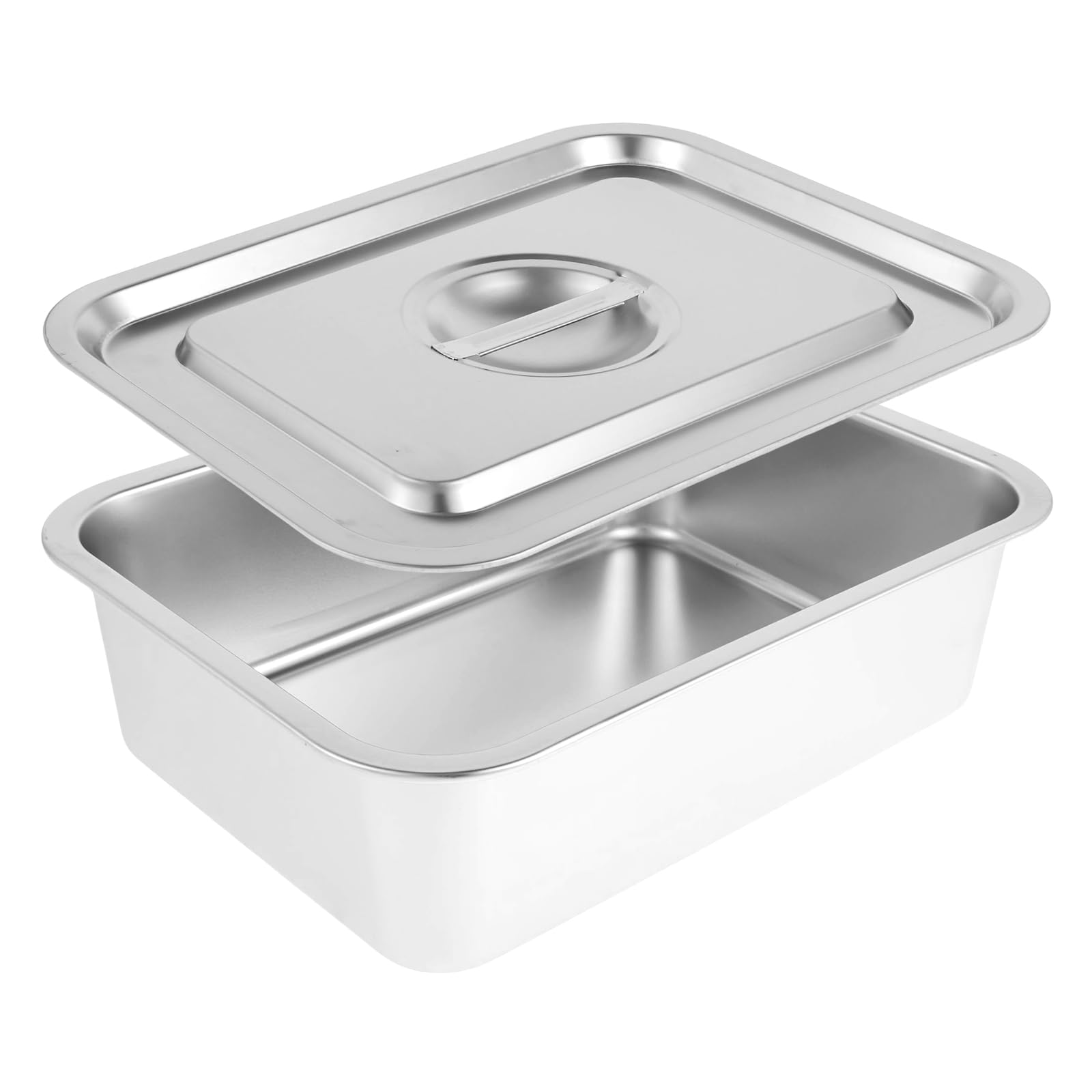 Stainless Steel Hotel Pan Rectangular Metal Steamer Pan with Lid Large Capacity Stackable Food Storage Containers Breading Tray Batter Pans for Kitchen Restaurant Party Buffet Event Catering