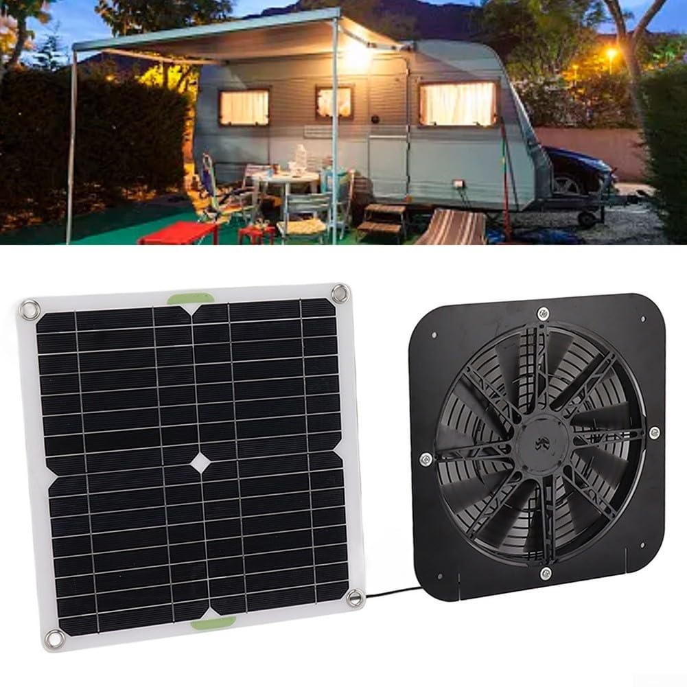 Extractor solar, 50W Ventiladores Industriales, Ventilación Eficiente, Impermeable, Para Gallineros, Invernaderos, Cobertizos, Casas de Mascotas