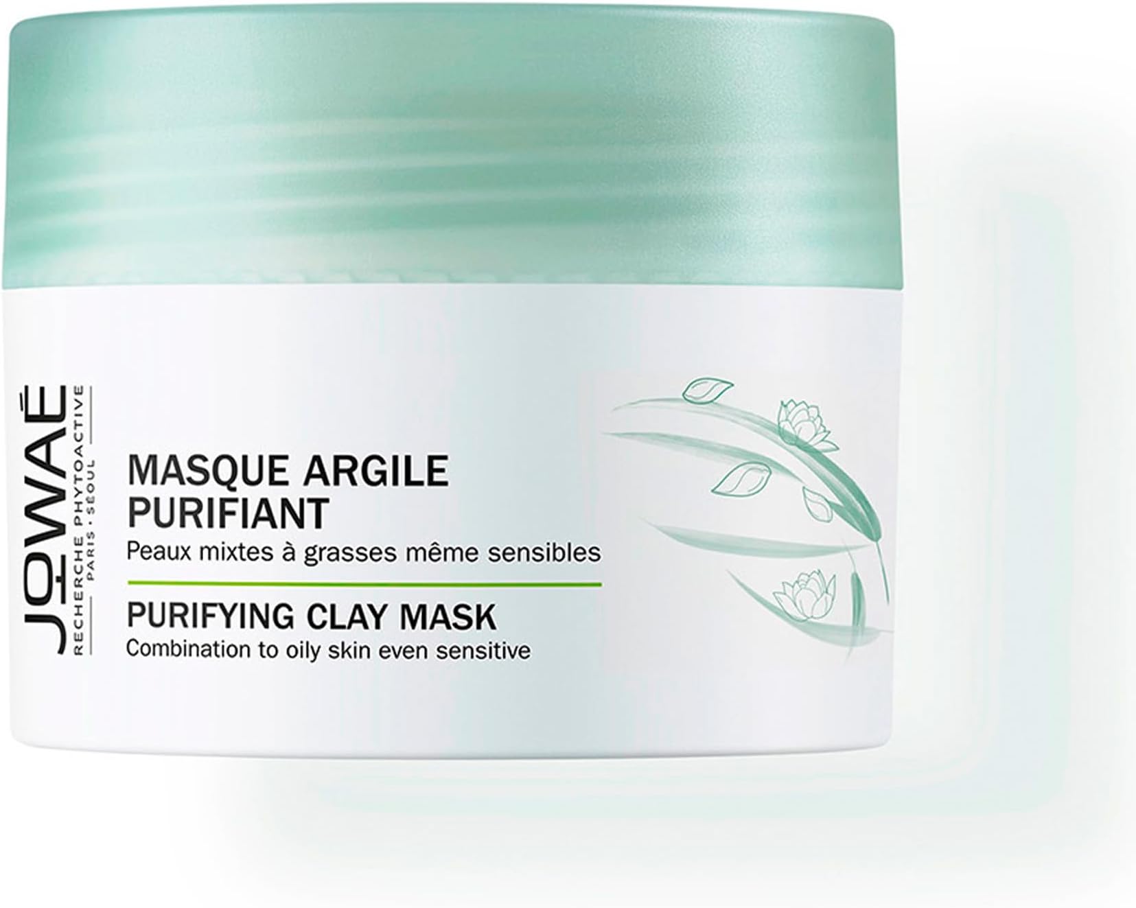 Jowaé Facial Mask with Purifying Clay with Antioxidant Lumiphenols and Sacred Lotus, Suitable for Fat Mixed Skin, even the most Sensitive