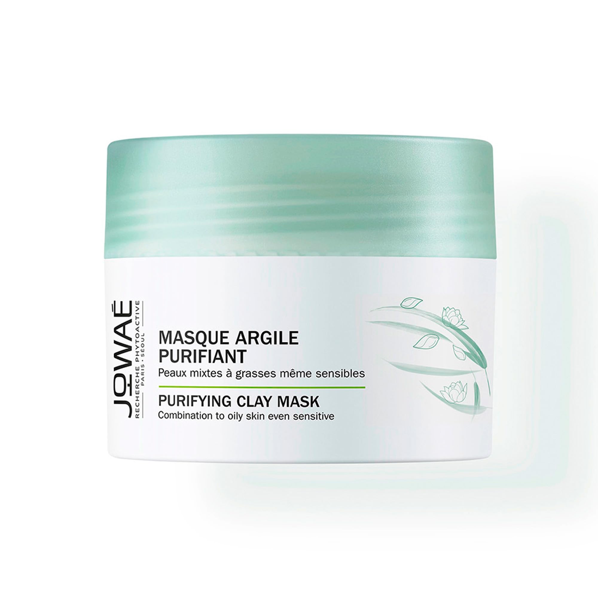 Jowaé Facial Mask with Purifying Clay with Antioxidant Lumiphenols and Sacred Lotus, Suitable for Fat Mixed Skin, even the most Sensitive