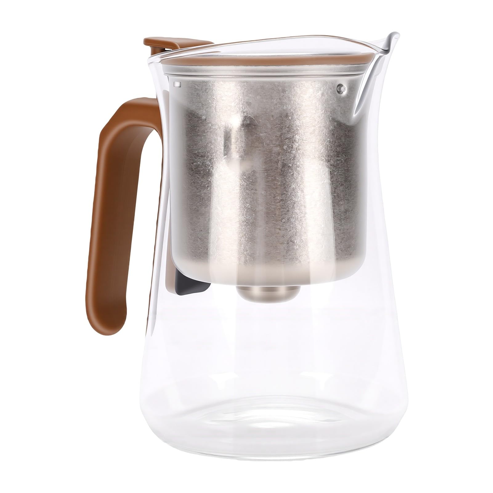 Zunate Tetera de Vidrio con Separación de Agua de 600ML con Absorción Magnética, Tetera de Gran Capacidad a Prueba de Calor para Uso Doméstico, Interior de Ti