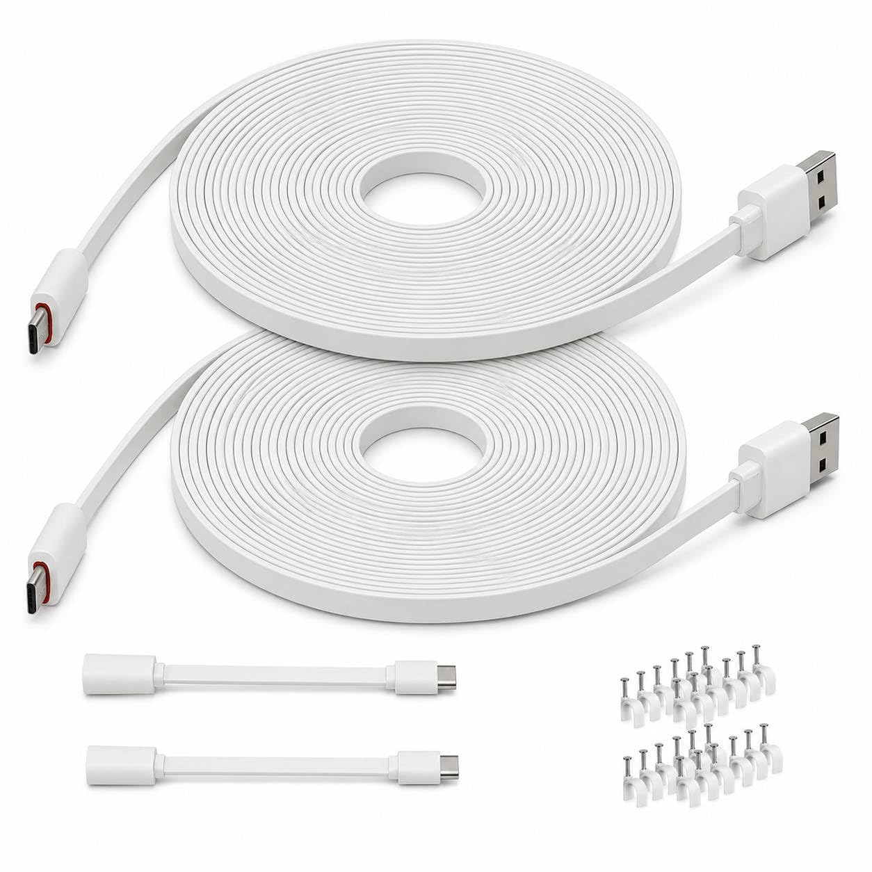 DIANMU Confezione da 2 cavi di prolunga di alimentazione piatti da 26 m per Wyze Cam v4/v3/OG/v3 Pro, Blink Mini/Outdoor 3rd, Simplisafe, Arlo Essential, cavo di alimentazione di ricarica per