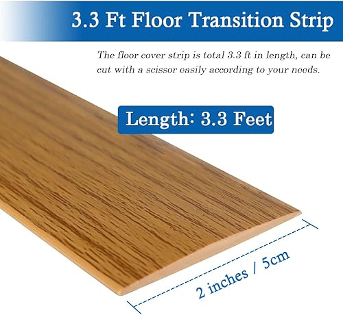 Miniatura 6 de Tira de transición de suelo, cubierta autoadhesivas para suelos, tira laminada de 2 pulgadas de ancho, tira divisora plana de vinilo, diseño de