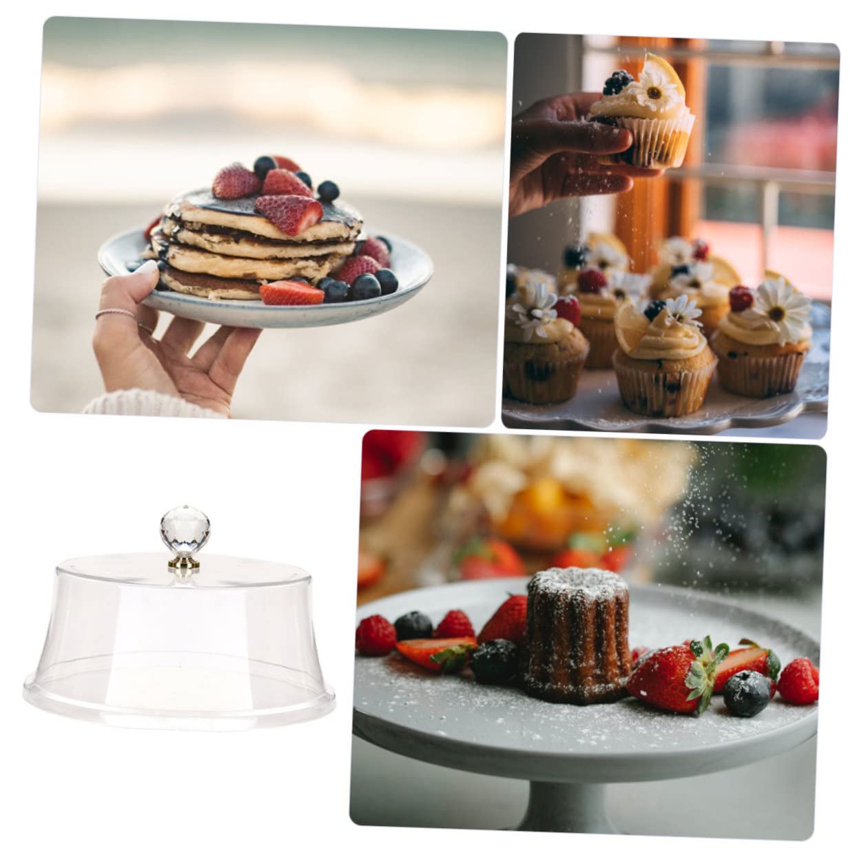 Couvercle à Gâteau Rond Ps Transparent Anti-poussière pour Aliments