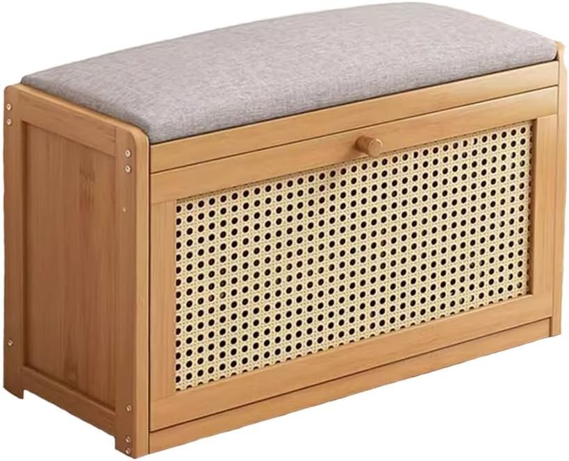 Banc à chaussures en bois 70 cm avec rangement rabattable pour entrée