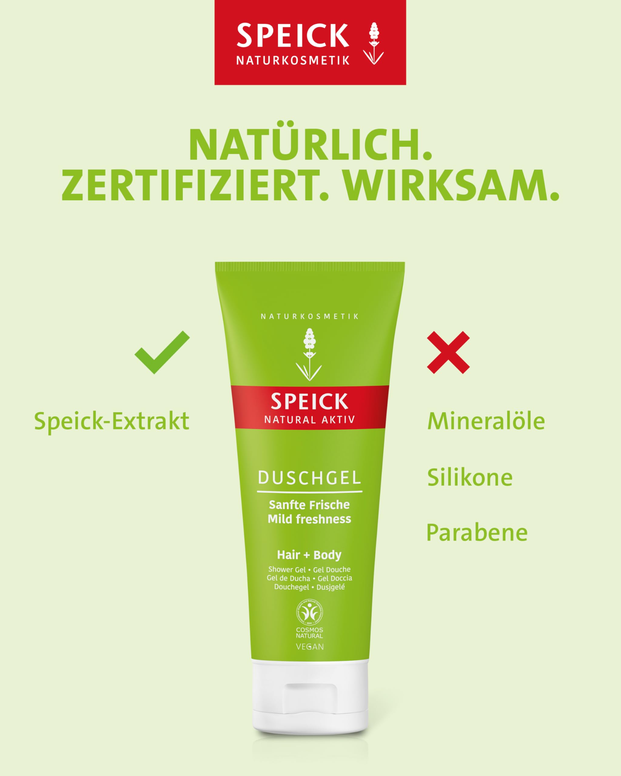 Speick Natural Aktiv Duschgel 200 ml – mildes Duschgel, hautschonende Reinigung & Pflege - 10er Pack