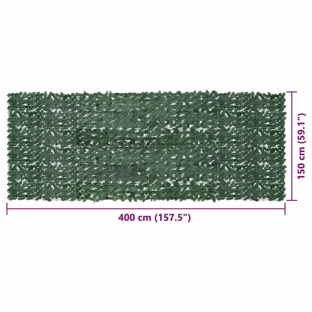 vidaXL Ecran de Balcon avec Feuilles Clôture de Balcon Brise-vent Ecran d'Intimité Ecran de Protection Jardin Terrasse Extérieur Vert Foncé 400x150 cm