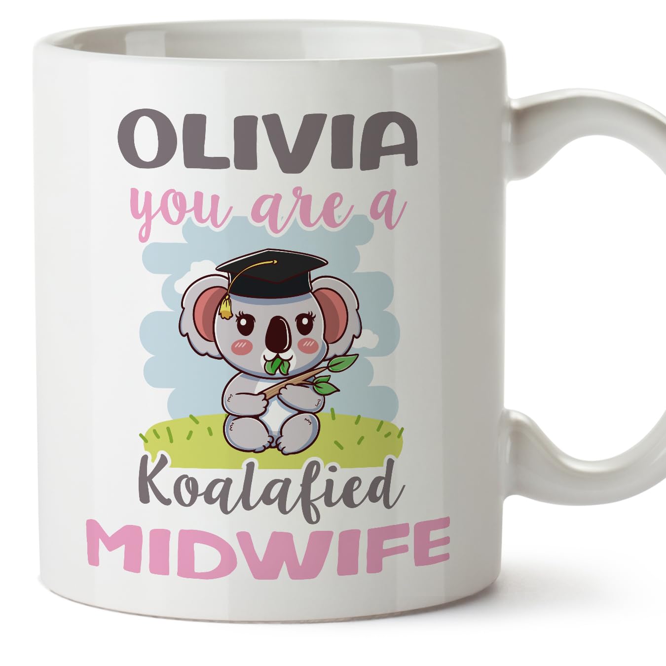 MUGFFINS Personalised Mug for Midwife Woman - in English - Custom Koalafied - Funny Custom Gift for Colleagues - Ceramic 11oz Mug — image 1
