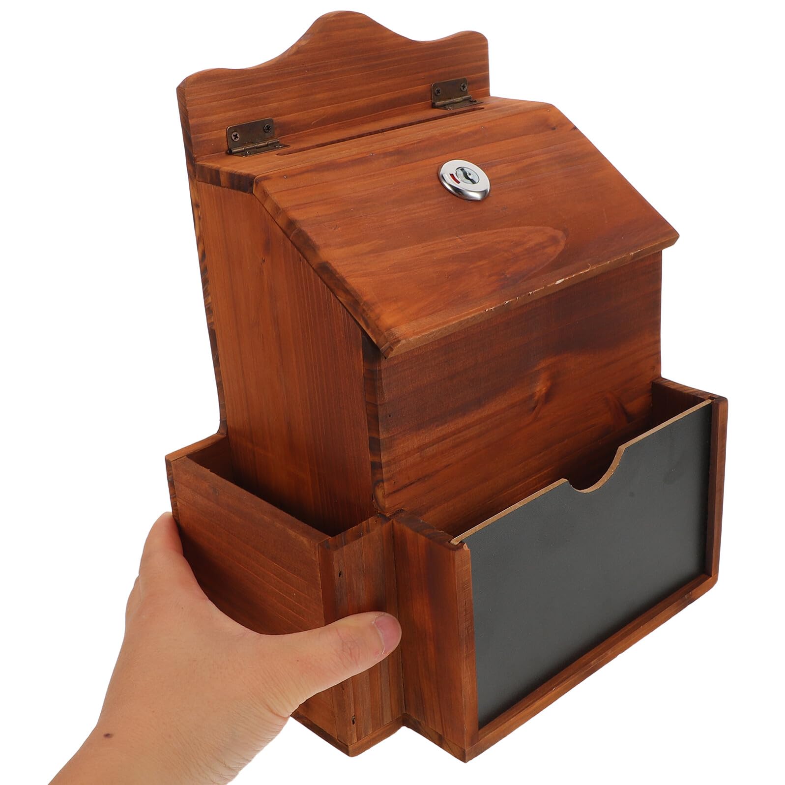PRETYZOOM Caja de Sugerencias de Madera con Cerradura y Llave Caja Compacta Vintage para Votos Donaciones y Recogida de Opiniones para Oficina Iglesia y Recaudación de Fondos