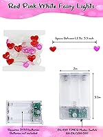 Vista 95 de Paquete de 2 guirnaldas de luces LED, funcionan con pilas, 5 m, 50 luces intermitentes, temporizador, impermeables, para habitaciones, bodas