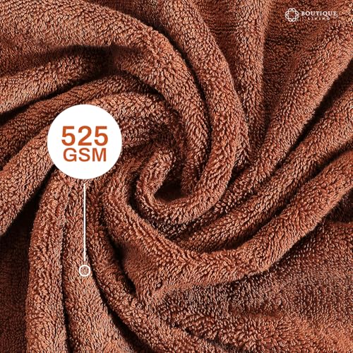 Image of BOUTIQUE LIVING Nature Bouquet (Sandalwood Fragrance) 100% Cotton 525 GSM Brown Hand Towels - Pack of 2