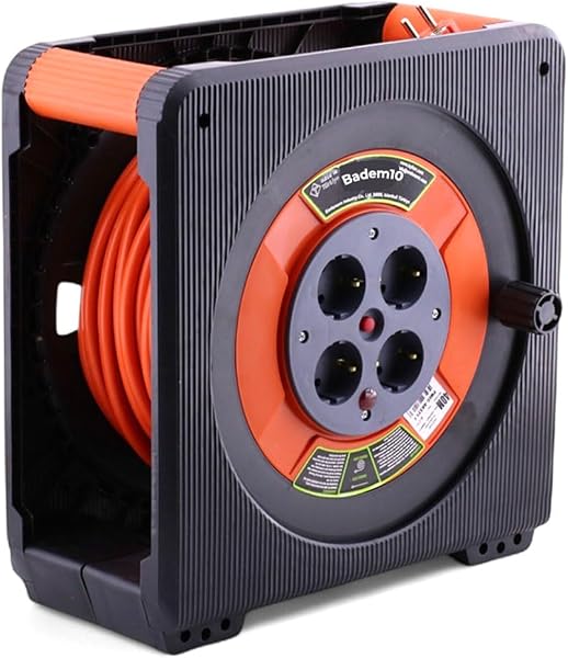 Kaset Tipi 3x1.5 mm² 20 Metre CCA Makaralı Uzatma Kablosu Termal Sigortalı Sağlam Seyyar Güvenli