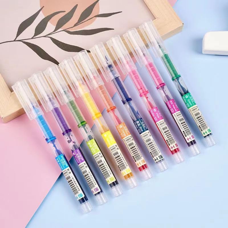 sencoo 12 pack Color Rolling Ball Pens Quick-Drying Ink 0.5 mm Extra Fine Point Pens Liquid Ink Pen Rollerball Pens - Image 2