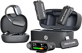 Hollyland LARK MAX 2 Ultimate Combo, Microfone Sem Fio, Cancelamento de Ruído com IA, Monitoramento de Áudio Sem Fio, Áudio com Cadeia Completa de 32 Bits, Microfone para Câmera, iPhone, Android