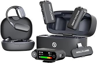 Hollyland Lark MAX 2 Wireless Microphone for iPhone/Camera/Android, AI Noise Cancel, Wireless Monitoring, 32bit Full-Chain Audio, Timecode (Ultimate Combo, 2TX+2RX+OWS Earphones + Charging Case)