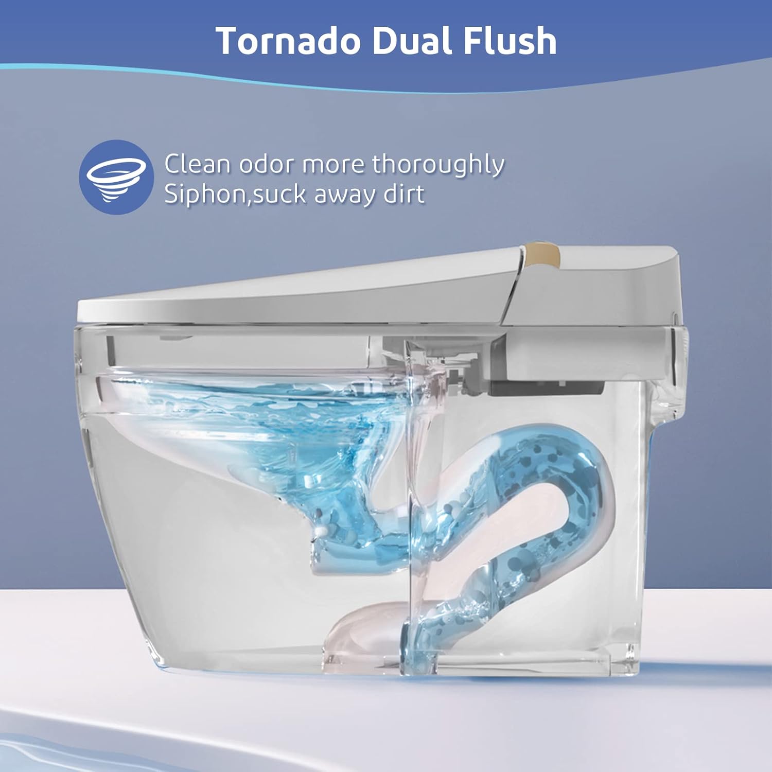 Smart Toilet with Bidet Built-in, Tankless Two Piece with Remote Control,Temperature Controlled Wash Functions,Warm Air Dryer Heated Bidet Seat, Two Piece Toilet for Bathroom