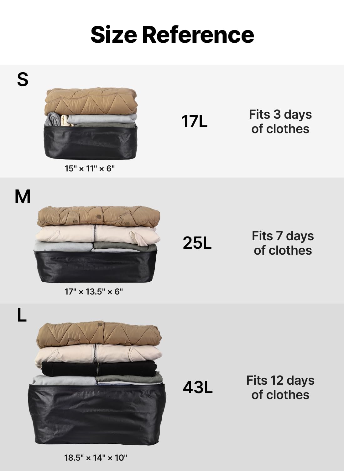 Lot de 3 sacs sous vide pour voyage avec pompe sans fil, fermeture éclair ouverte à 180°, étanchéité IP67, sacs de compression réutilisables pour sac à dos, valise, rangement à la maison (lot de